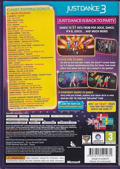 Just Dance 3 - Kinect - XBOX 360 (B Grade) (Genbrug)